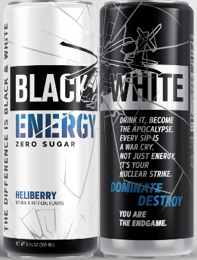 HELIBERRY Zero Sugar Black & White Energy Drink